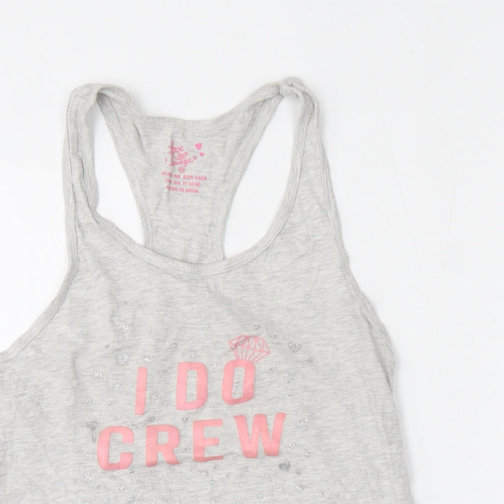 Primark Womens Grey  Cotton Basic Tank Size 6 Round Neck - Wedding/Stag