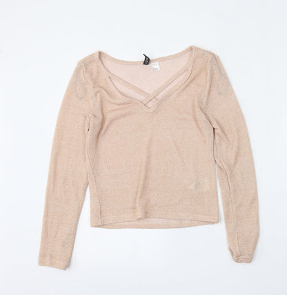 Womens UK Size S Divided by H&M Pink Basic Blouse