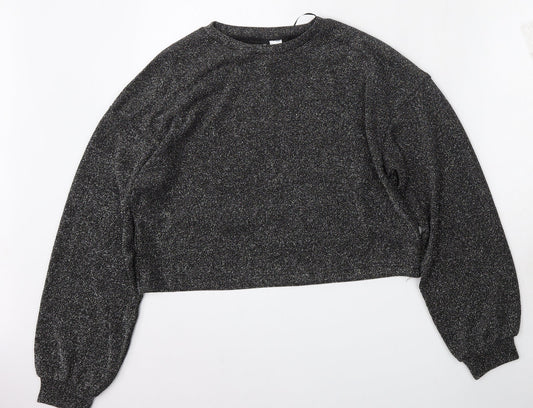 Divided by H&M Womens Black Round Neck  Polyester Pullover Jumper Size S