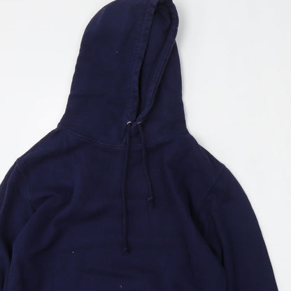 Awdis Womens Blue  Cotton Pullover Hoodie Size S  Tie