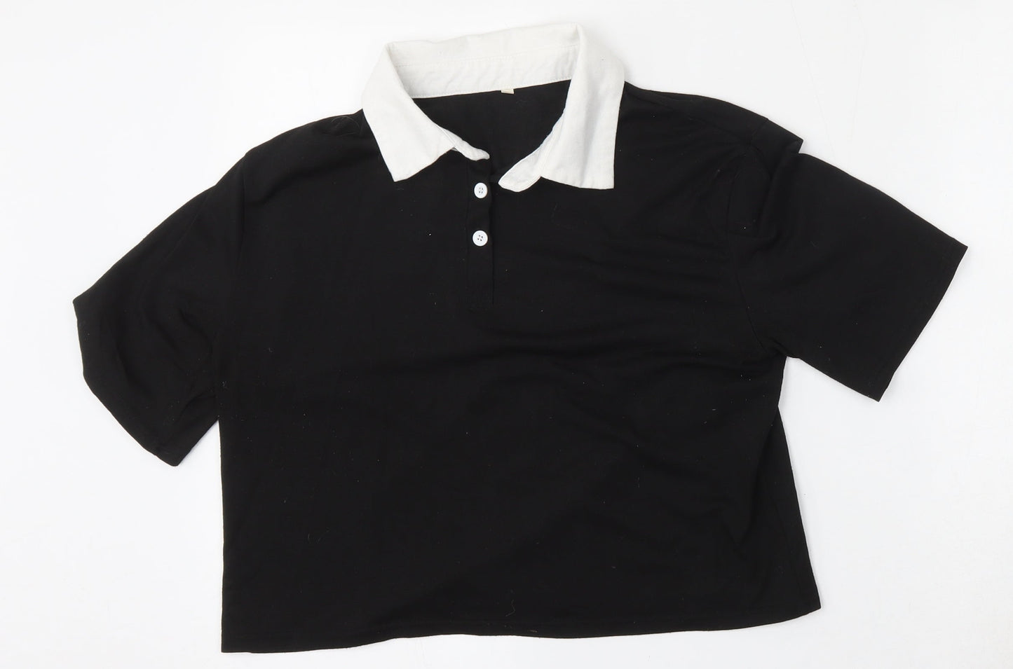 Womens UK Size M Preworn Black Basic Polo