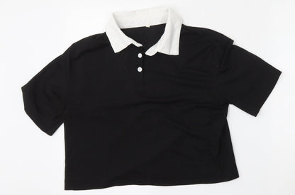 Womens UK Size M Preworn Black Basic Polo