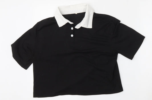 Womens UK Size M Preworn Black Basic Polo