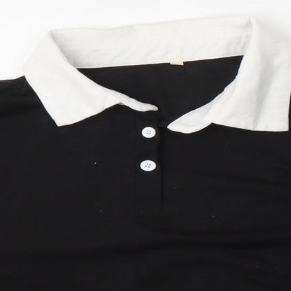 Womens UK Size M Preworn Black Basic Polo