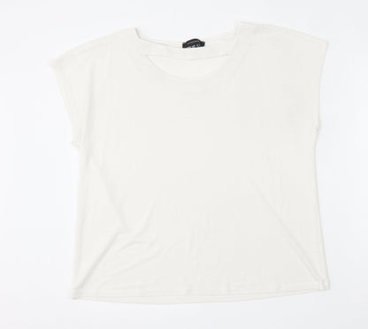 Atmosphere Womens White  Polyester Basic T-Shirt Size 12 Round Neck