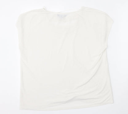 Atmosphere Womens White  Polyester Basic T-Shirt Size 12 Round Neck