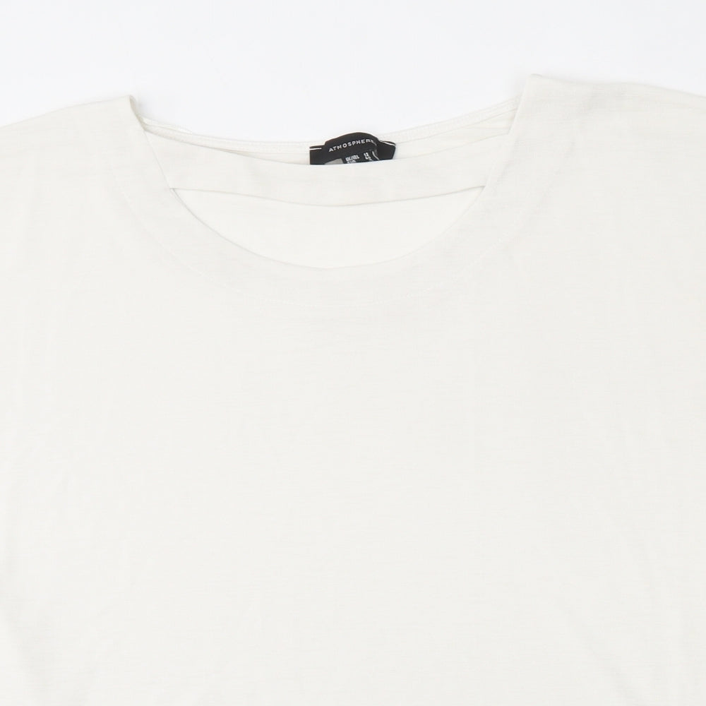 Atmosphere Womens White  Polyester Basic T-Shirt Size 12 Round Neck