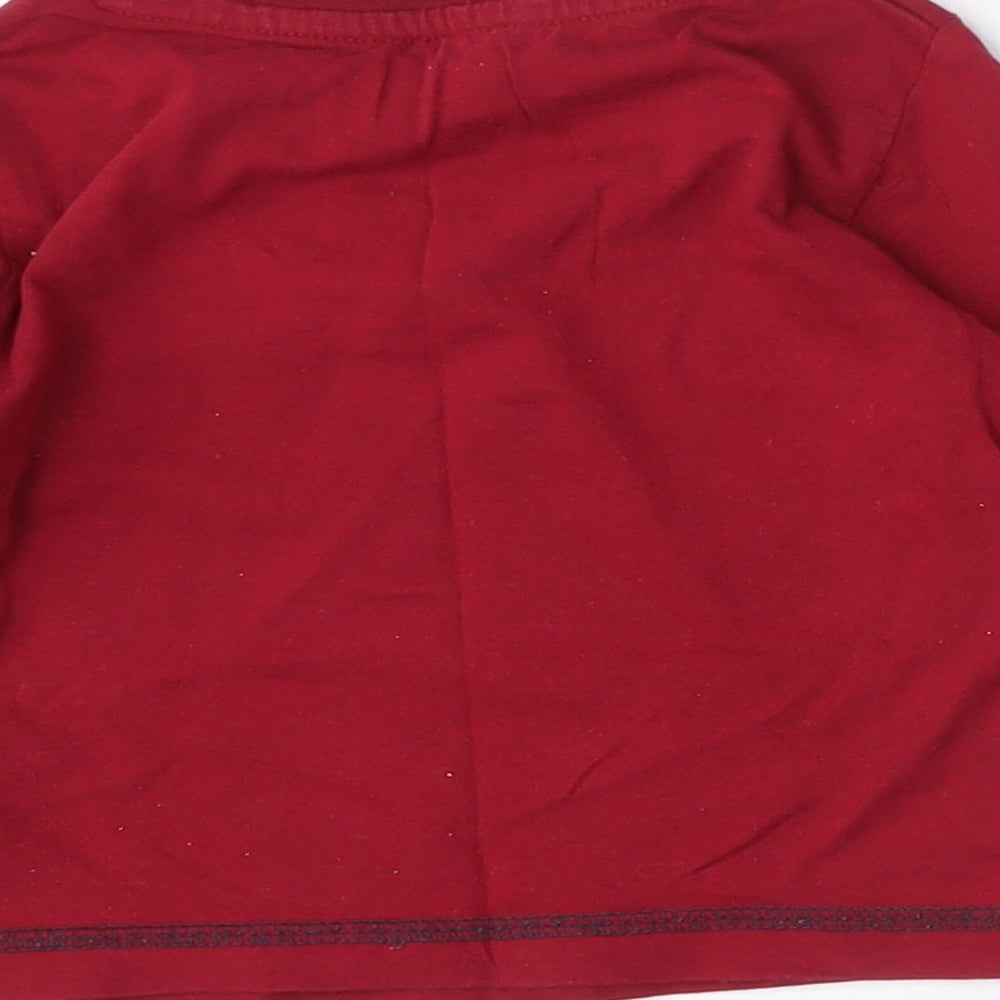 Dunnes Stores Boys Red  Cotton Basic T-Shirt Size 9-12 Months Round Neck