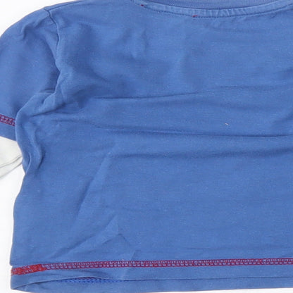 Dunnes Stores Boys Blue  Cotton Basic T-Shirt Size 9-12 Months Round Neck