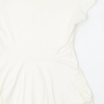 Atmosphere Womens White  Viscose Basic T-Shirt Size 6 Round Neck