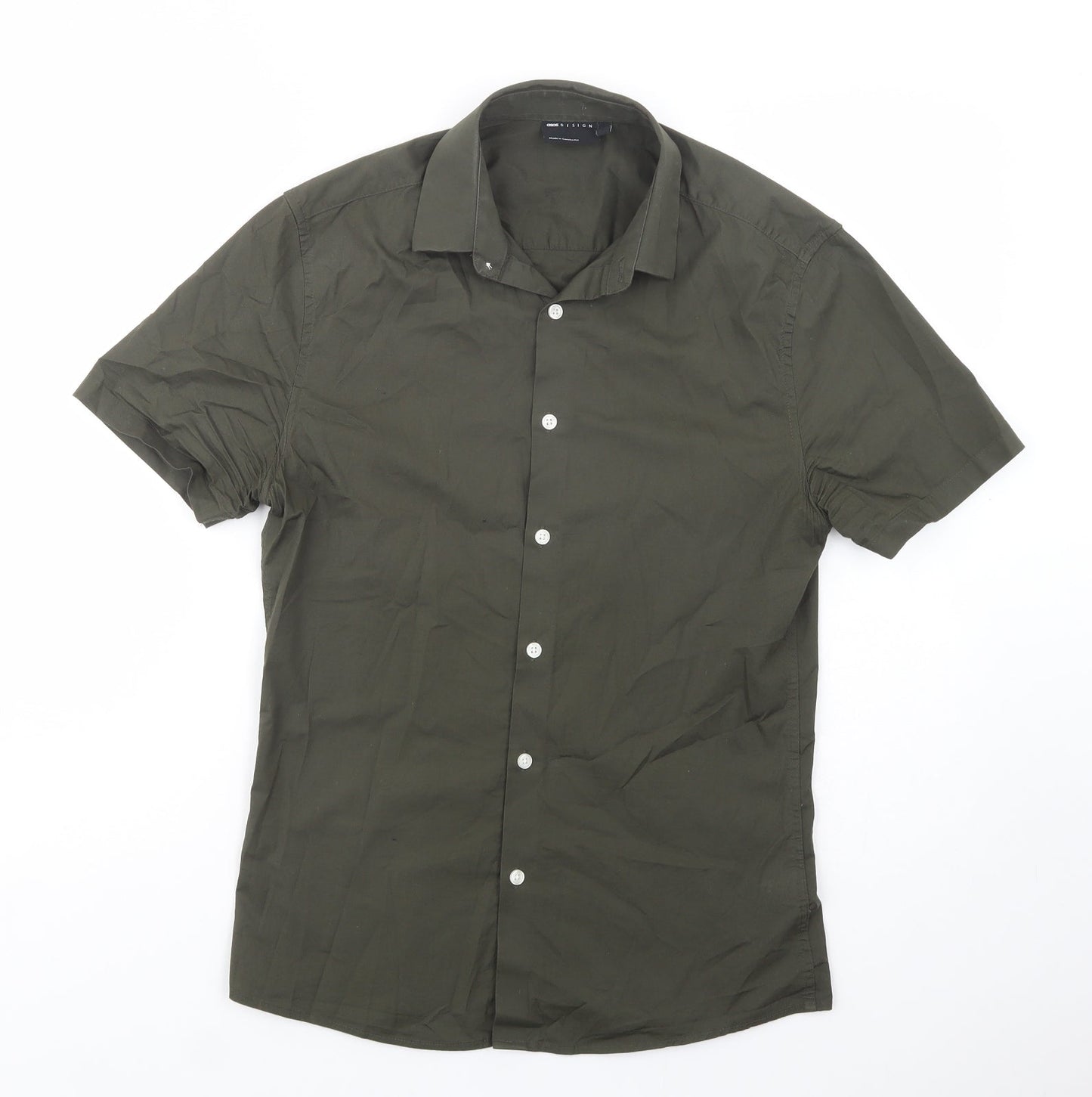 ASOS Mens Green  Cotton  Button-Up Size S Collared Button