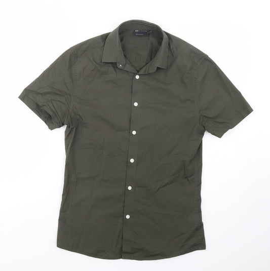 ASOS Mens Green  Cotton  Button-Up Size S Collared Button