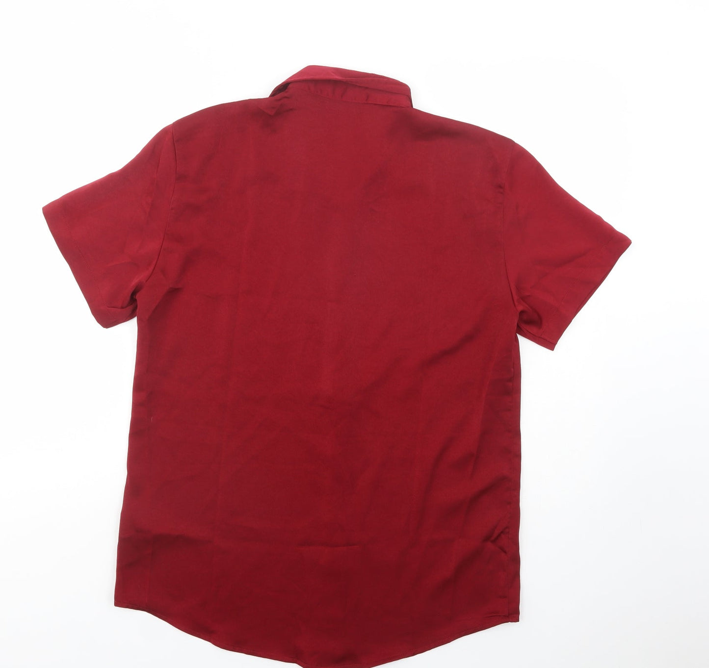 SheIn Womens Red  Polyester Basic Button-Up Size M Collared