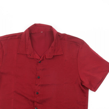 SheIn Womens Red  Polyester Basic Button-Up Size M Collared