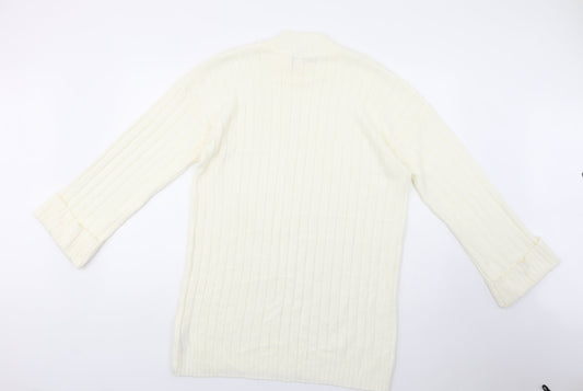 Boohoo Womens Ivory Mock Neck  Acrylic Tunic Jumper Size M