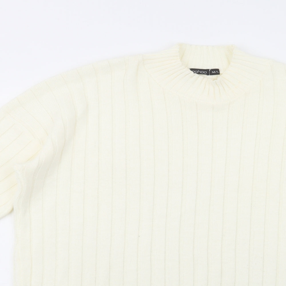Womens UK Size M Boohoo Ivory Tunic Jumper