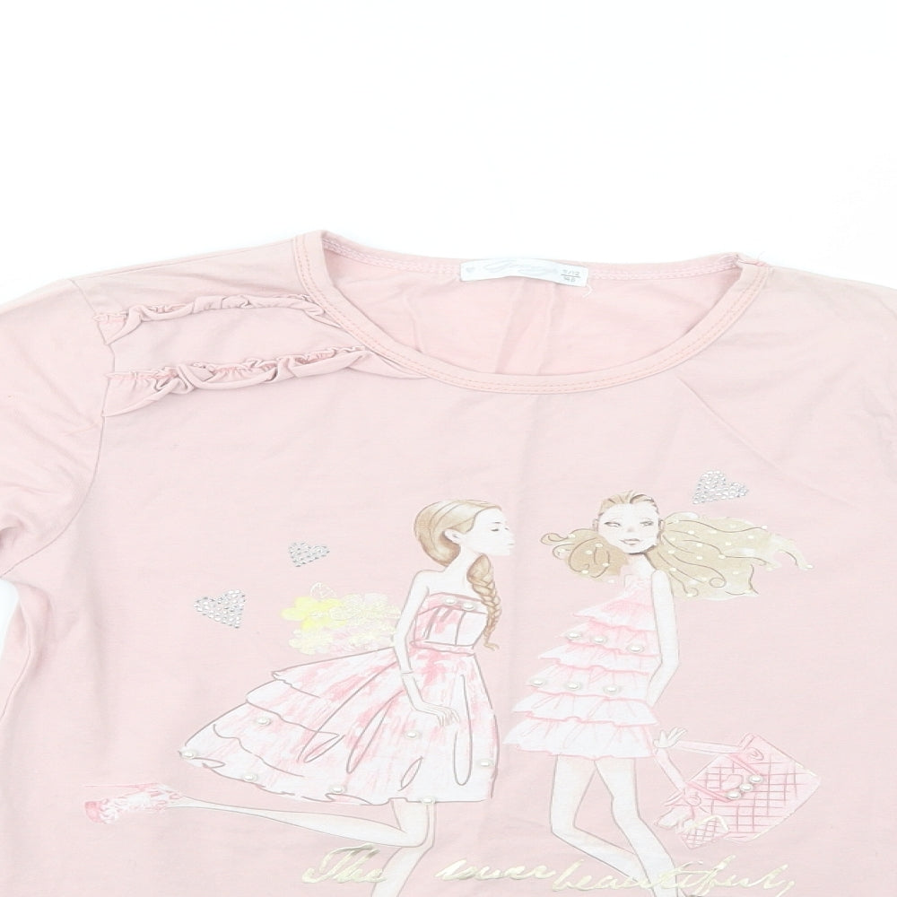 Love Gorgeous Girls Pink  Cotton Pullover T-Shirt Size 11-12 Years Crew Neck Pullover - Fashion Girls