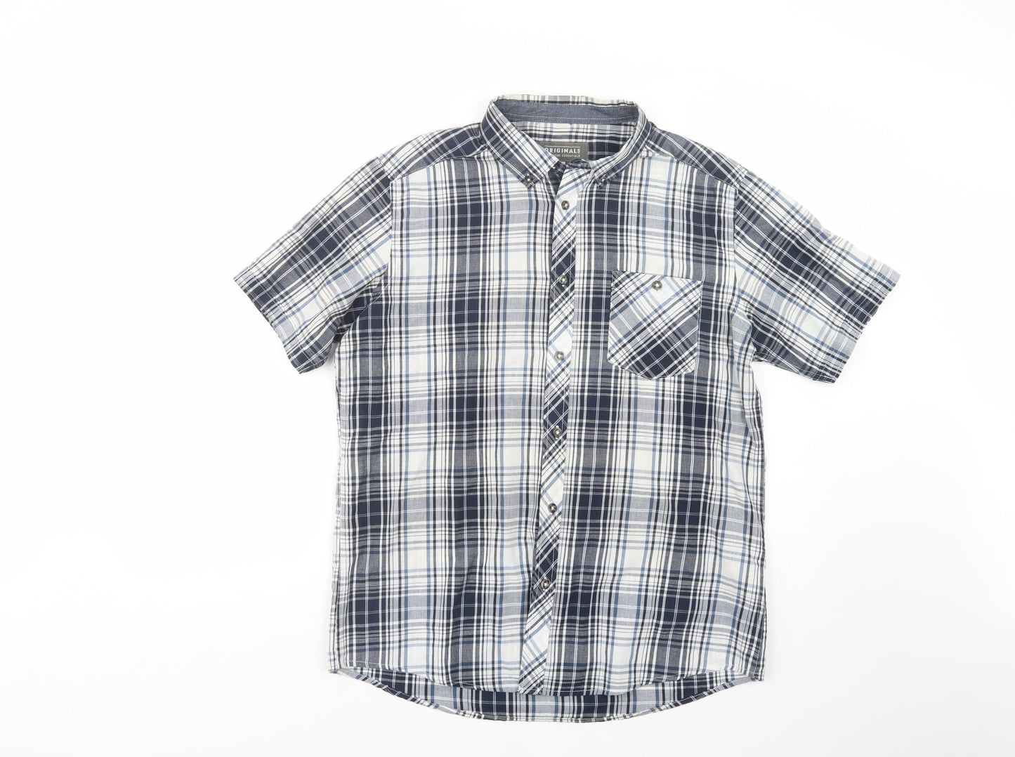 Mens UK Size M Originals Blue  Button-Up Short Sleeve Casual Shirt