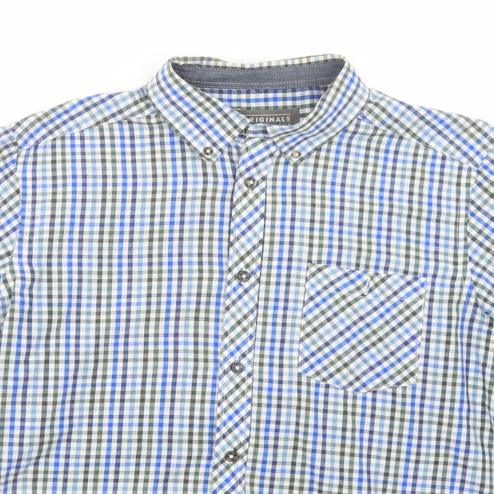 Mens UK Size M Originals Blue  Button-Up Short Sleeve Casual Shirt