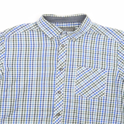 Mens UK Size M Originals Blue  Button-Up Short Sleeve Casual Shirt