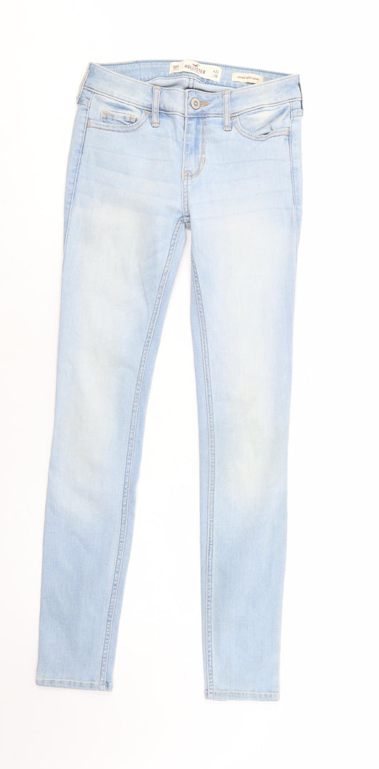 Hollister Womens Blue  Cotton Skinny Jeans Size XS L28 in Regular Button