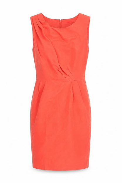 Front view of Atmosphere women’s red modal pencil dress, size UK 10, boat neck zip