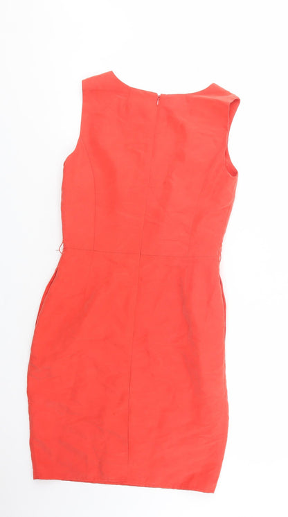 Atmosphere Womens Red  Modal Pencil Dress  Size 10  Boat Neck Zip