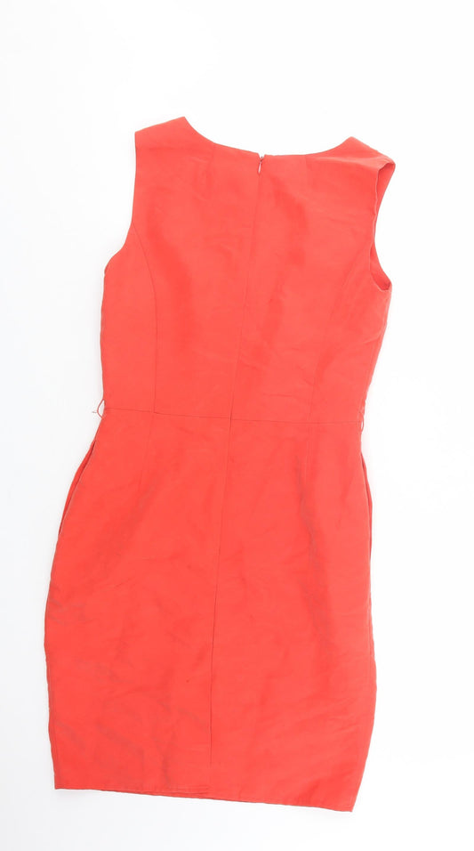 Atmosphere Womens Red  Modal Pencil Dress  Size 10  Boat Neck Zip