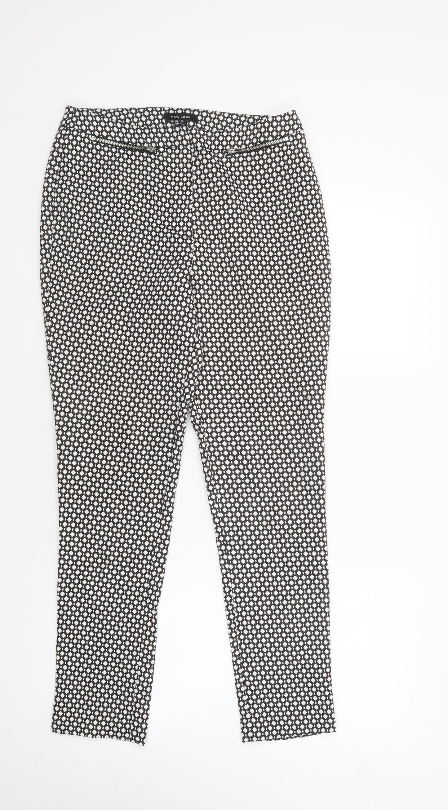 Womens UK Size 10 New Look Regular Fit Dress Pants Black Trousers