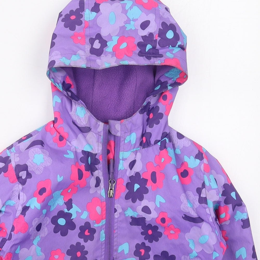 Hotoho Kids Girls Purple Floral  Basic Coat Coat Size S  Zip