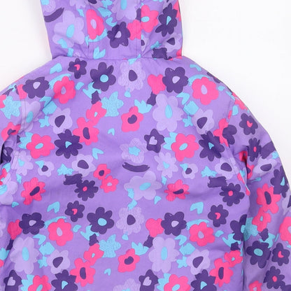 Hotoho Kids Girls Purple Floral  Basic Coat Coat Size S  Zip
