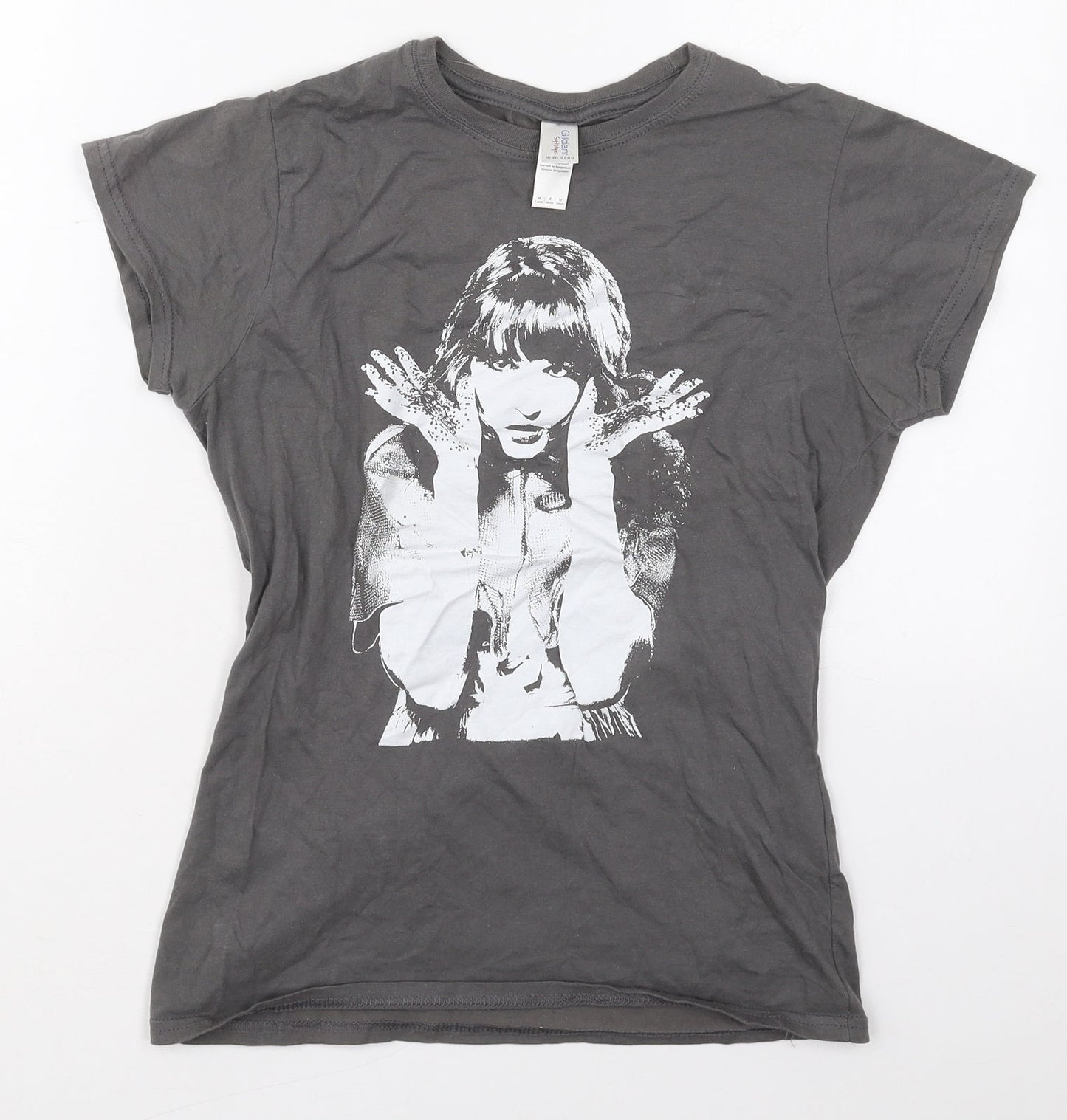 Womens UK Size M Gildan Grey Basic T-Shirt