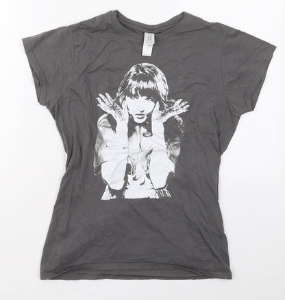 Womens UK Size M Gildan Grey Basic T-Shirt