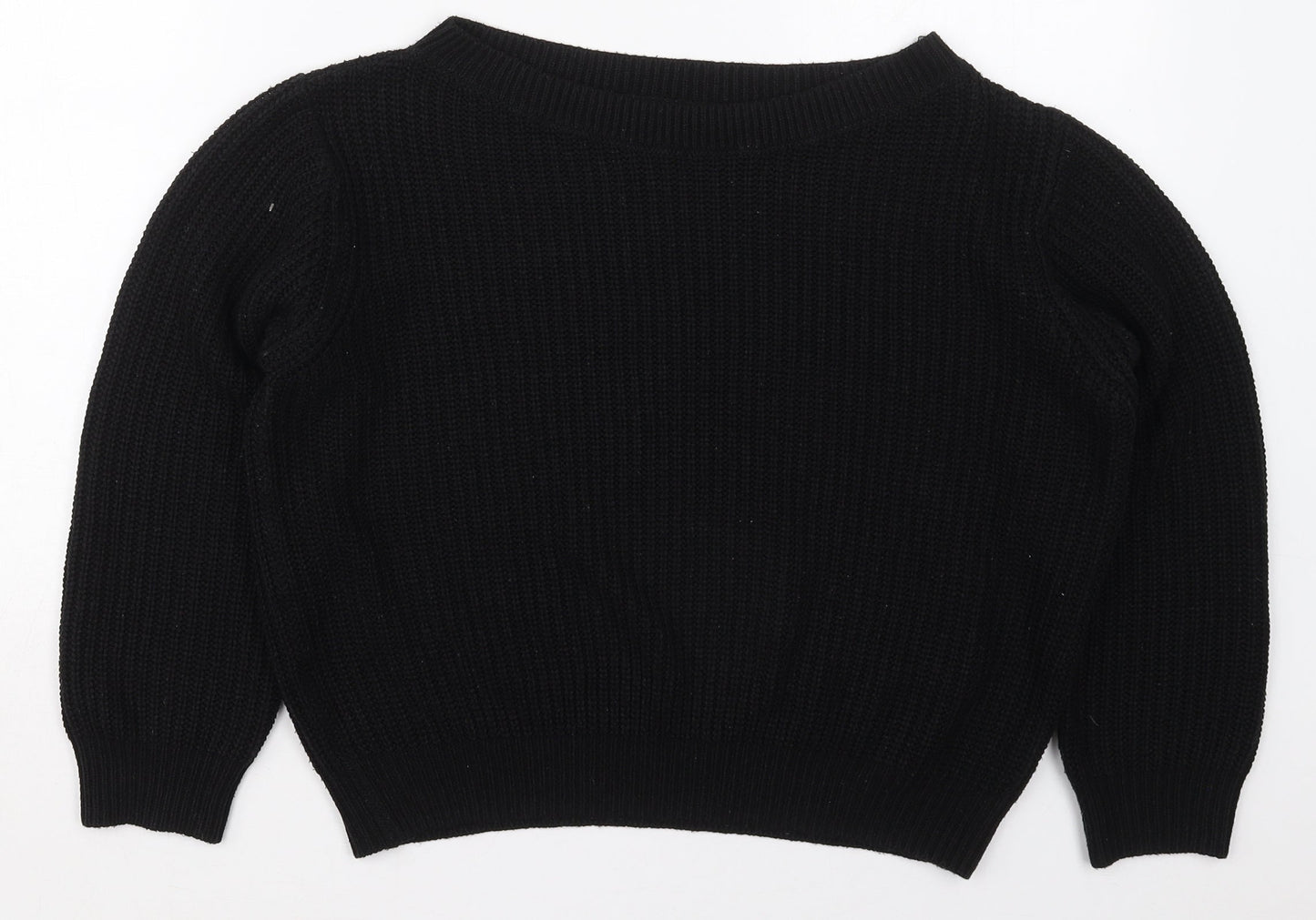 SheIn Womens Black Boat Neck  Acrylic Pullover Jumper Size M