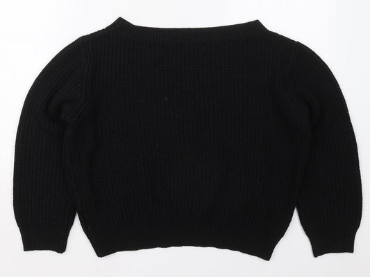 SheIn Womens Black Boat Neck  Acrylic Pullover Jumper Size M