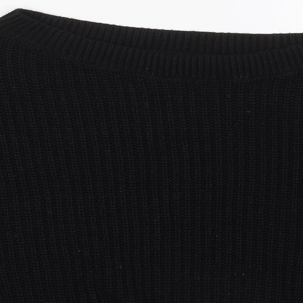 SheIn Womens Black Boat Neck  Acrylic Pullover Jumper Size M