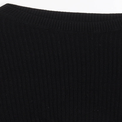 SheIn Womens Black Boat Neck  Acrylic Pullover Jumper Size M