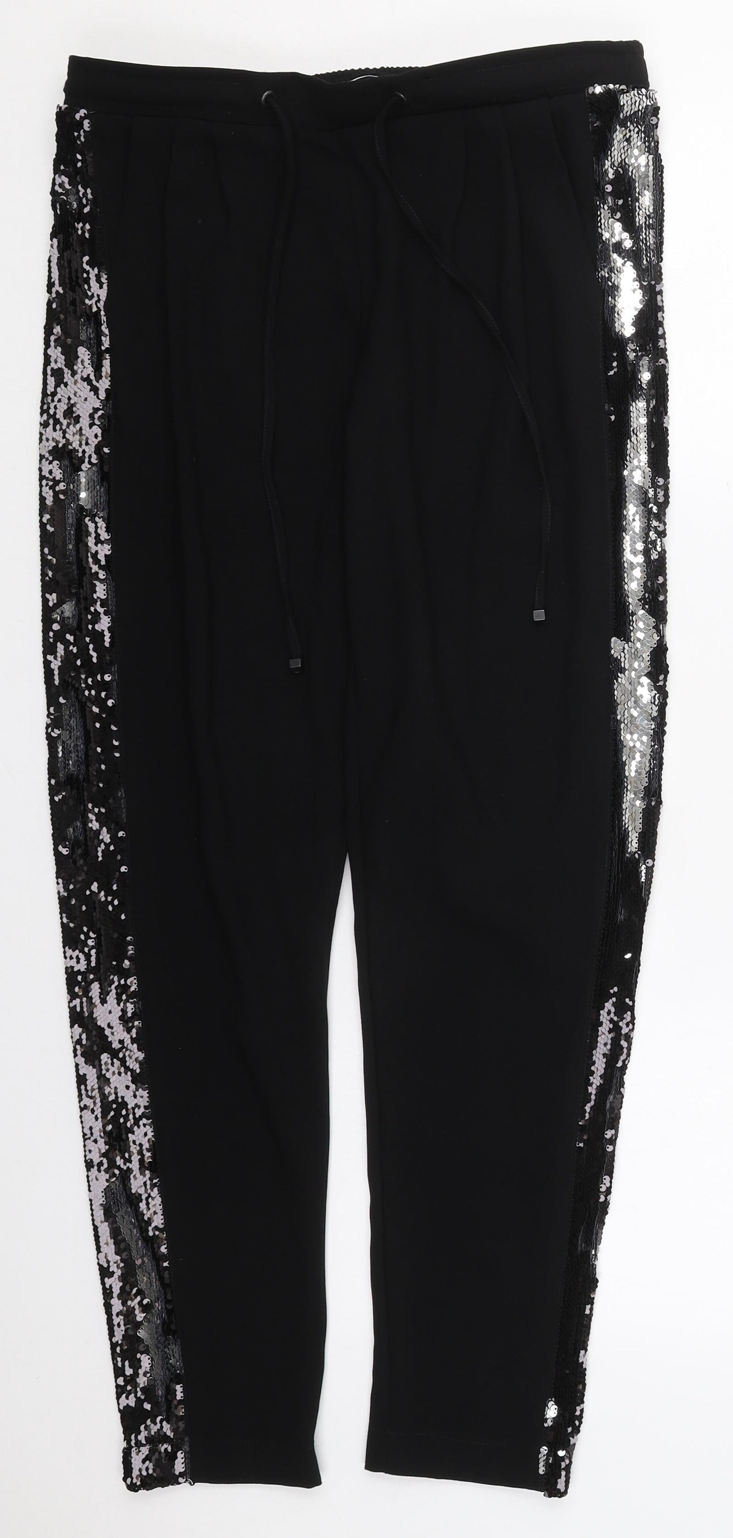 Cotton Brothers Womens Black  Polyester Trousers  Size S L28 in Regular Drawstring