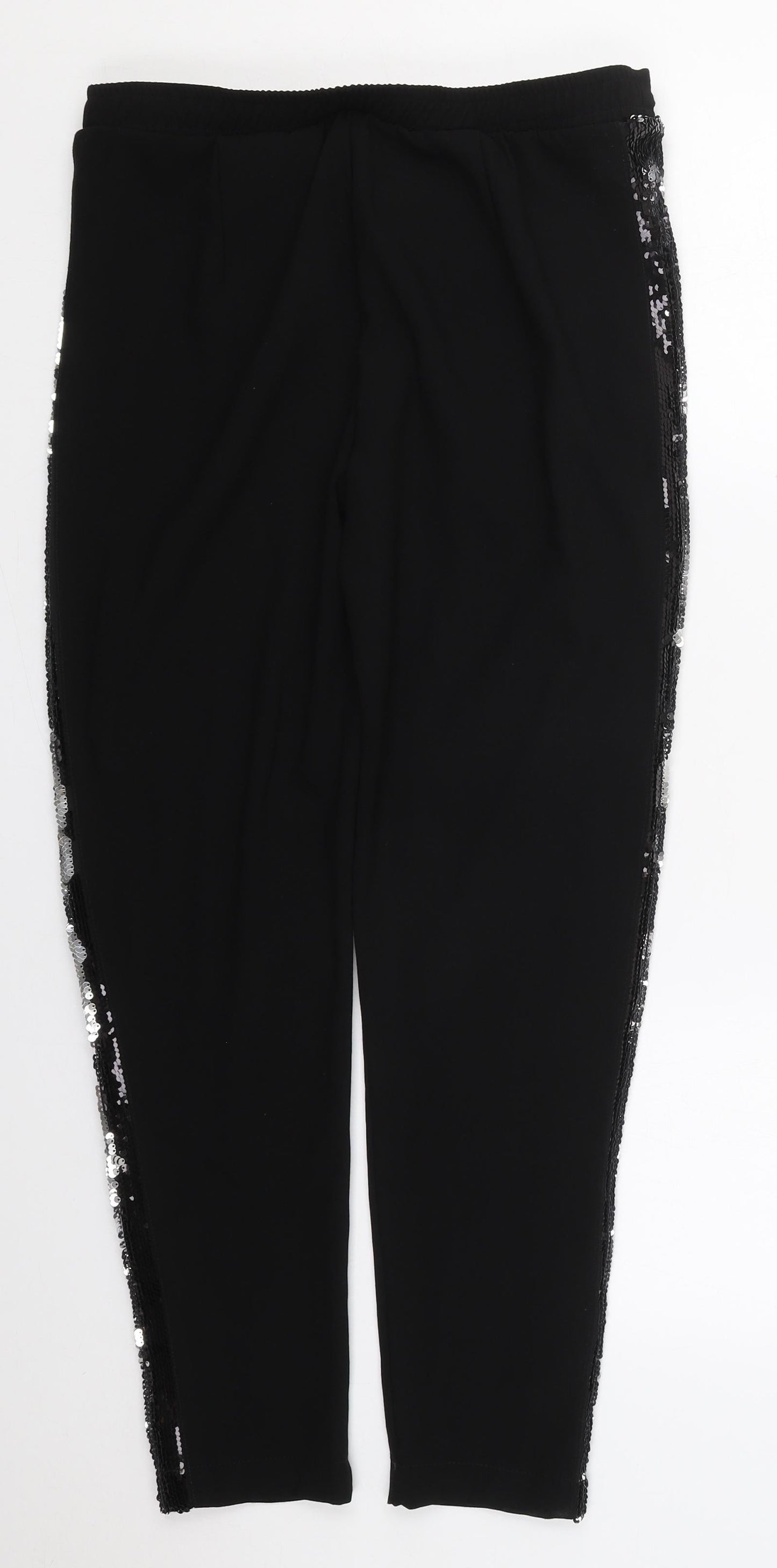 Cotton Brothers Womens Black  Polyester Trousers  Size S L28 in Regular Drawstring