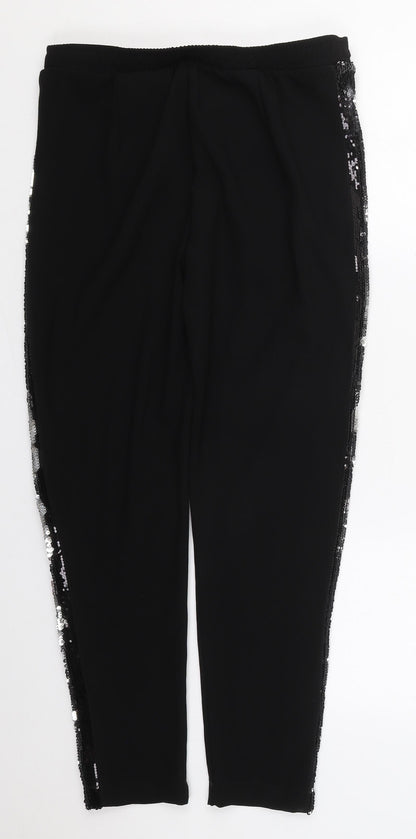 Cotton Brothers Womens Black  Polyester Trousers  Size S L28 in Regular Drawstring