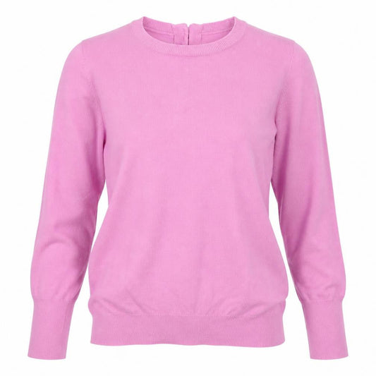 Front view of Savior women’s pink crew neck viscose jumper, size M