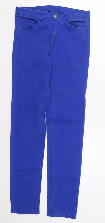 H&M Womens Blue  Cotton Skinny Jeans Size 10 L31 in Regular Button
