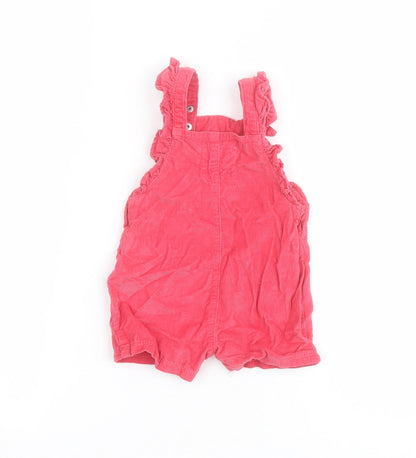 F&F Baby Pink  100% Cotton Dungaree Outfit/Set Size 3-6 Months  Snap