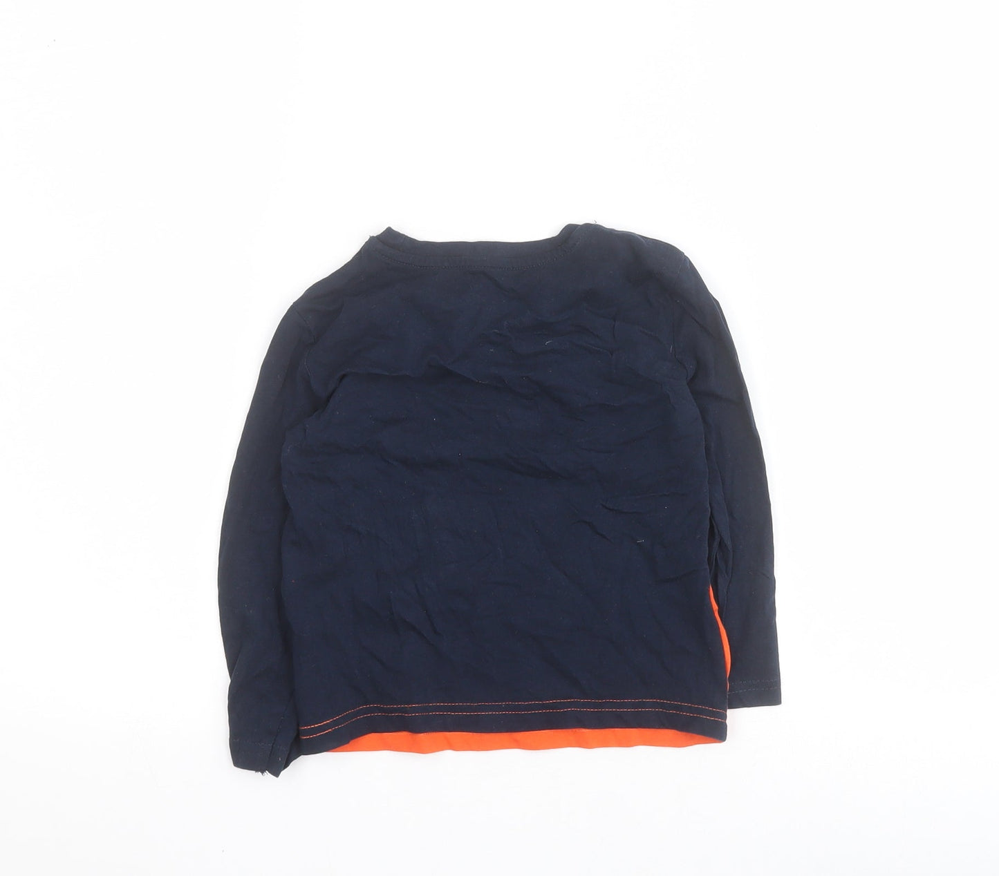 Primark Boys Orange Colourblock 100% Cotton Pullover T-Shirt Size 2-3 Years Crew Neck Pullover
