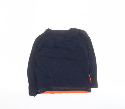 Primark Boys Orange Colourblock 100% Cotton Pullover T-Shirt Size 2-3 Years Crew Neck Pullover