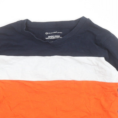Primark Boys Orange Colourblock 100% Cotton Pullover T-Shirt Size 2-3 Years Crew Neck Pullover