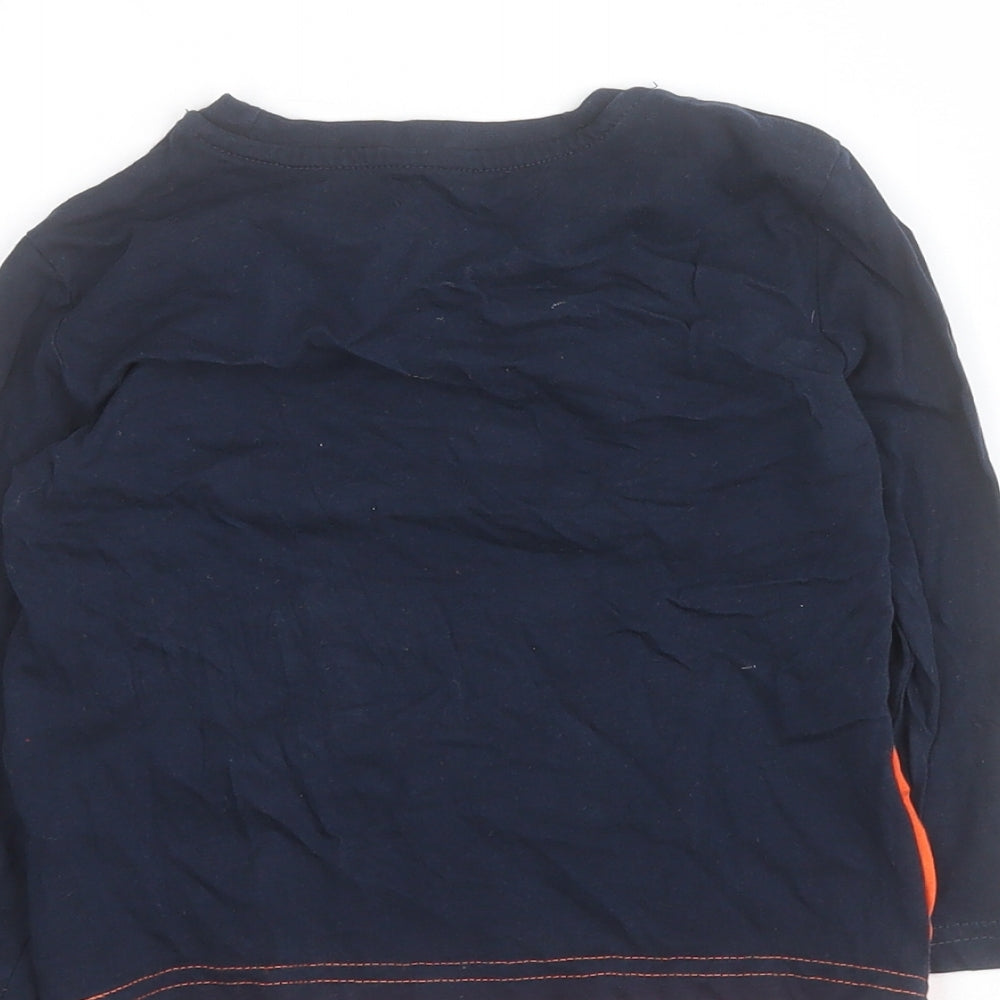 Primark Boys Orange Colourblock 100% Cotton Pullover T-Shirt Size 2-3 Years Crew Neck Pullover