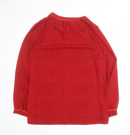 Paul Costelloe Womens Red Geometric Polyester Basic Blouse Size 12 Collared