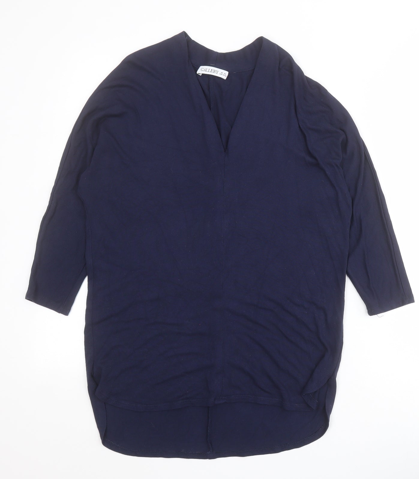 Gallery Womens Blue V-Neck  Viscose Pullover Jumper Size XS