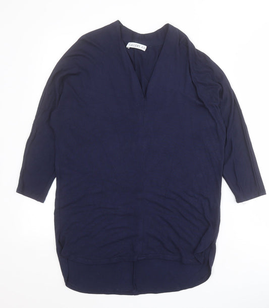 Gallery Womens Blue V-Neck  Viscose Pullover Jumper Size XS